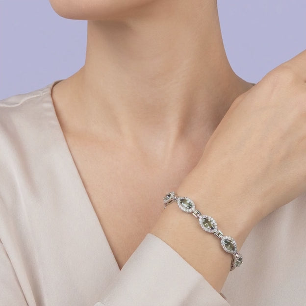 Pulsera de Plata .925 Diseño Oval con Incrustaciones de Sultanita mod. 2036