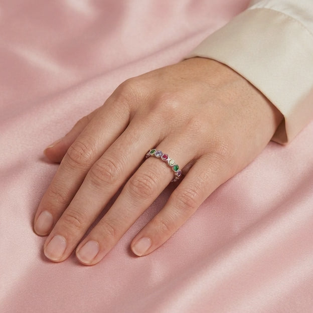 Anillo de Plata .925 Arcoiris de Zirconias mod. 2164