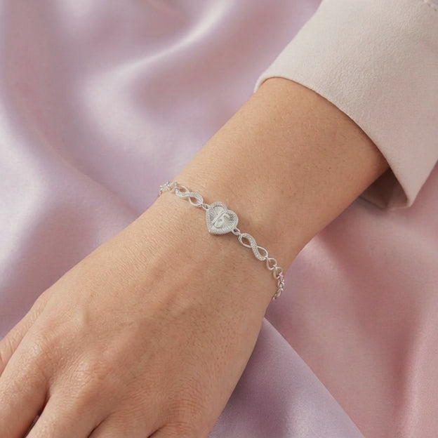 Pulsera de Plata .925 con Diseño de 15 años y Corazón con Zirconia mod. 2733