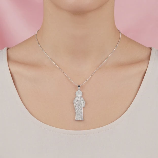 Dije Bulto de Plata .925 San Judas con Zirconias Brillantes mod. 2542