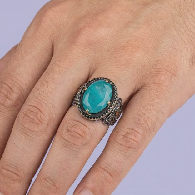 Anillo de Plata .925 Diseño Otomano con Turmalina mod. 1981