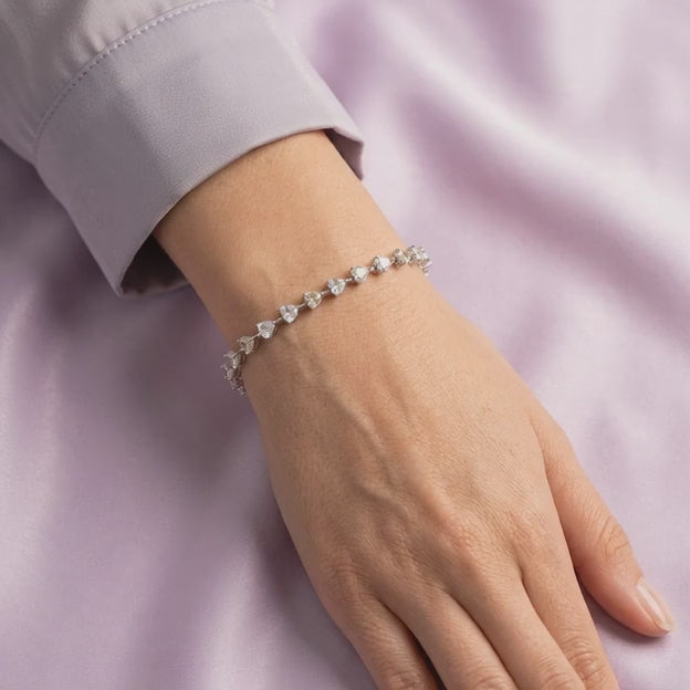 Pulsera de Plata .925 Tejido de Zirconias en Corte Corazón mod. 3085