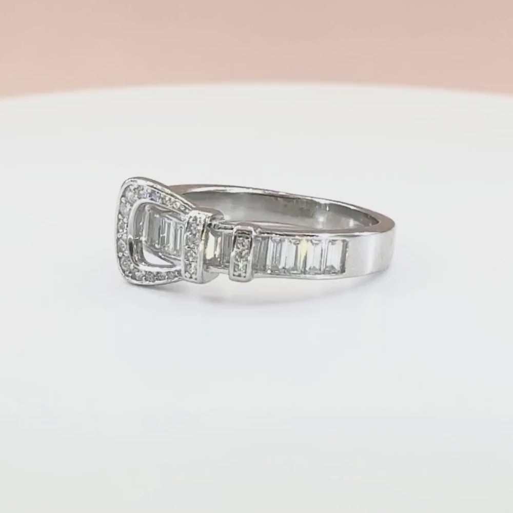 Anillo de Plata .925 Cinturón Churumbela con Zirconias de Corte Baguette mod. 1405