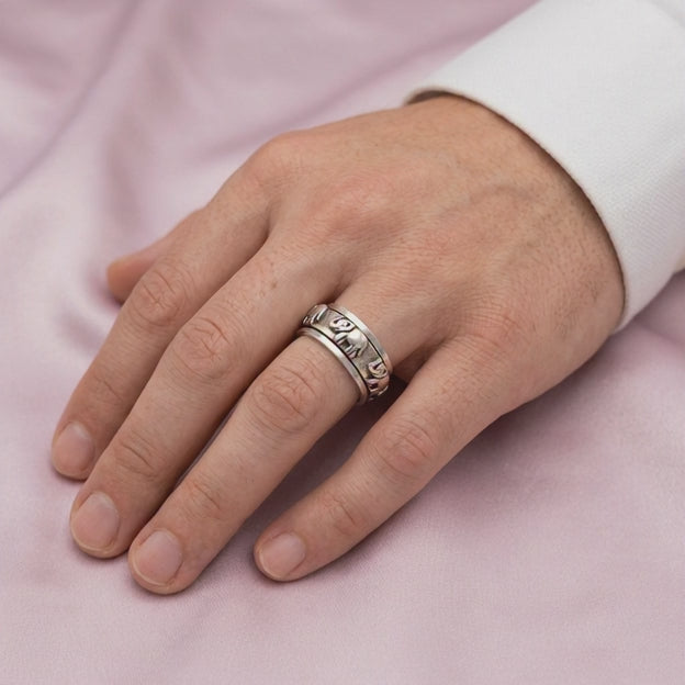 Anillo de Plata .925 Diseño Giratorio con Elefantes de la Suerte mod. 2848
