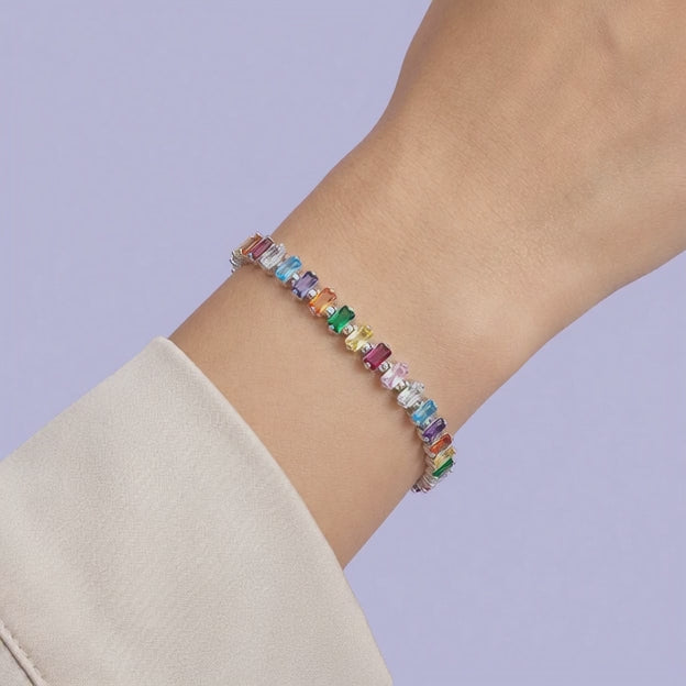 Pulsera de Plata .925 de Diseño Especial con Zirconias de Colores mod. 2048