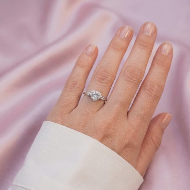Anillo de Plata .925  Corazón Chico con Incrustación de Zirconias Brillantes mod. 3113