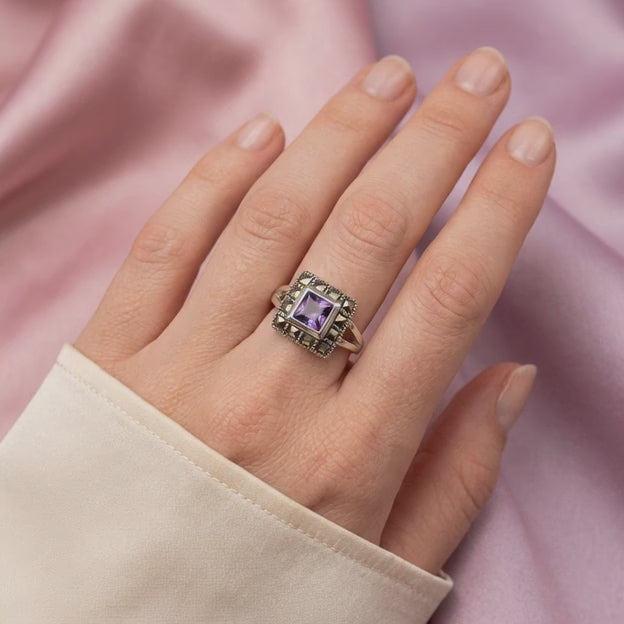 Anillo de Plata .925 Decorado de Zirconia y Marquesitas mod. 2255