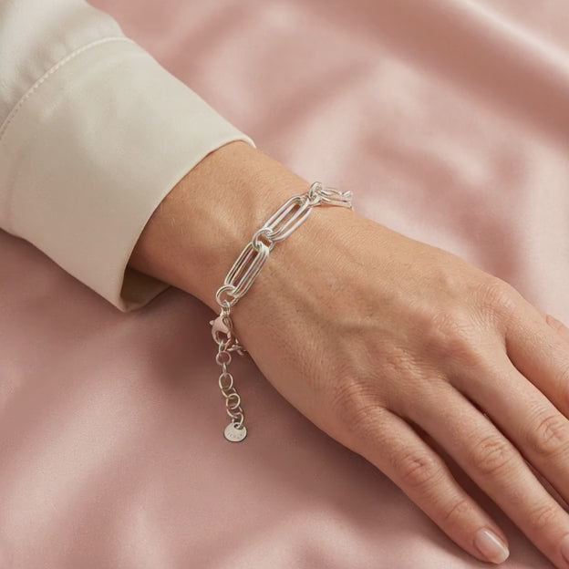 Pulsera de Plata .925 con Doble Argolla Ovalada mod. 2288