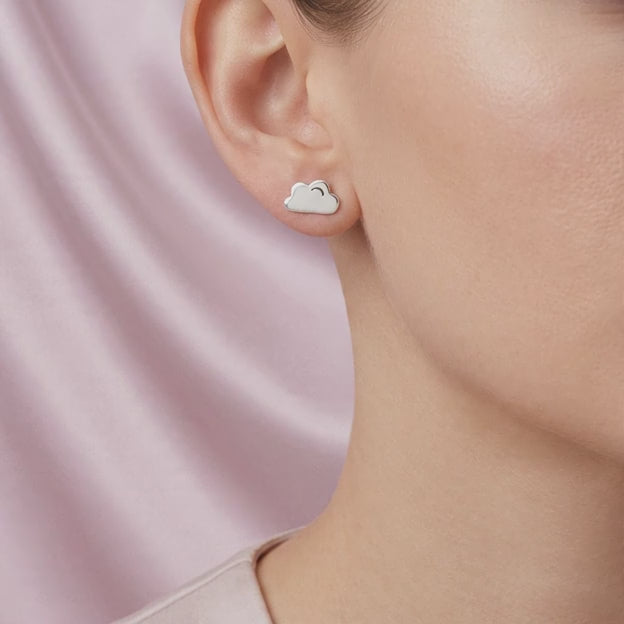 Arete de Plata .925 Nube y Rayo Liso mod. 2965