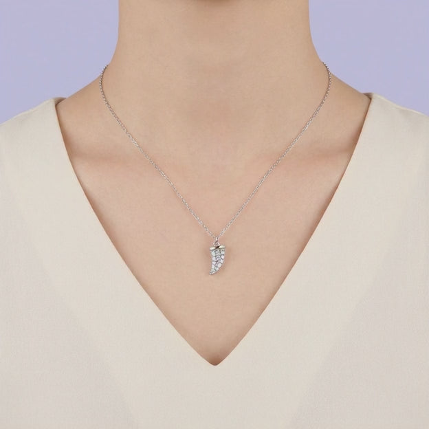 Gargantilla de Plata .925 con Diseño de Colmillo con Zirconias Brillantes mod. 2088