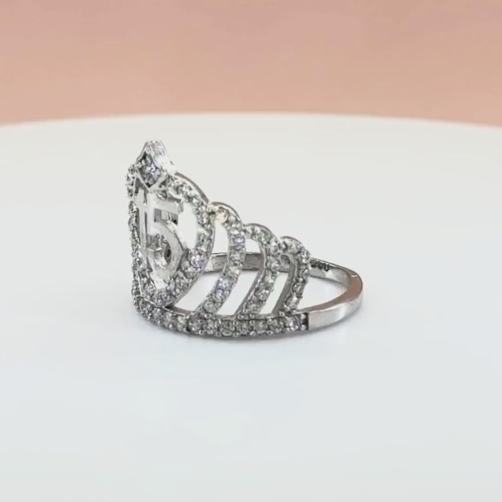 Anillo de Plata .925 Corona Real con Incrustaciones de Zirconias mod. 1395