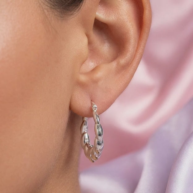 Arracada de Plata .925 con Elegantes Relieves mod. 2297