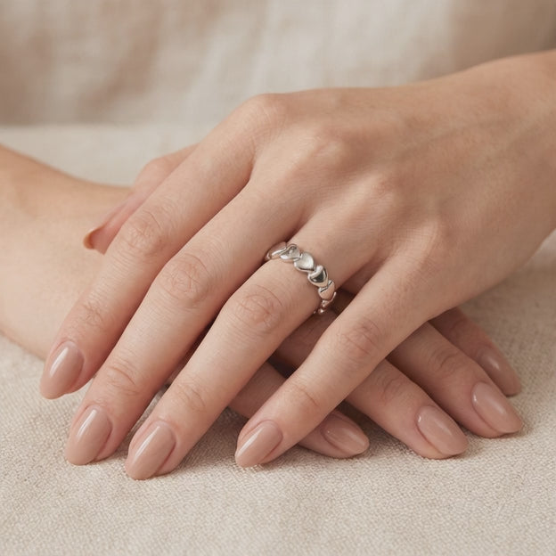 Anillo de Plata. 925 Corazones Lisos Elegantes mod.3255