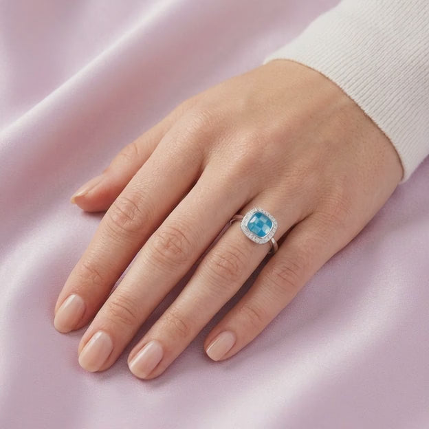 Anillo de Plata .925 Clasico Cuadrado de Mosaicos mod. 2808