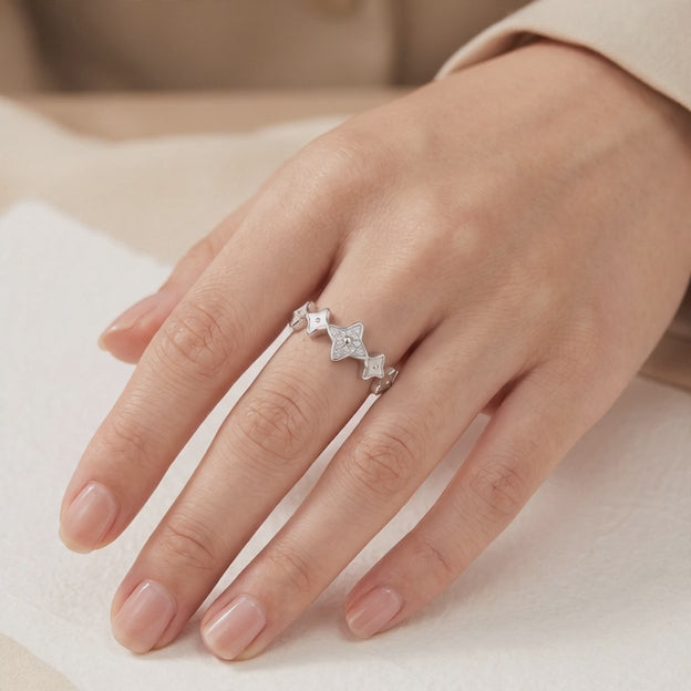 Anillo de Plata. 925 con Diseño de Estrellas  y Madre Perla con Zirconia mod.3251